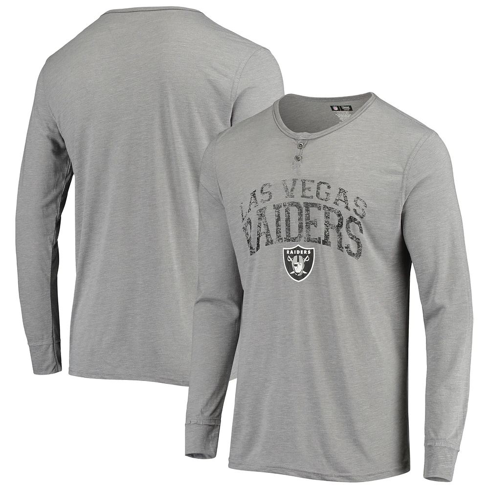 Men's Concepts Sport Gray Las Vegas Raiders Takeaway Henley Long Sleeve Sleep Top