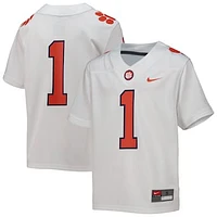 Youth Nike #1 White Clemson Tigers Replica Football Jersey