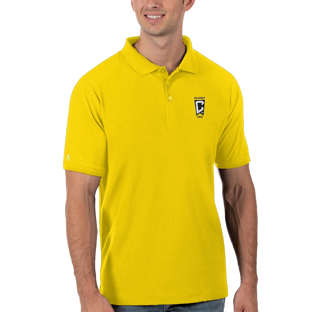 Men's Antigua Yellow Columbus Crew Legacy Pique Polo
