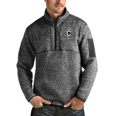 Men's Antigua Heathered Gray Columbus Crew Fortune Quarter-Zip Jacket