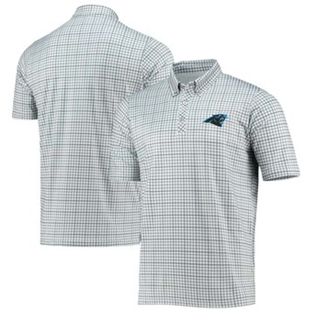 Men's Antigua Gray/Black Carolina Panthers Deliver Button-Down Polo