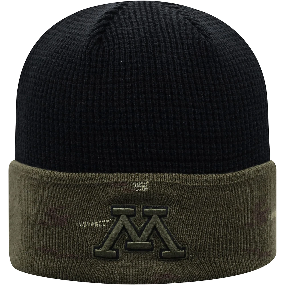 Men's Top of the World Olive/Black Minnesota Golden Gophers OHT Military Appreciation Skully Cuffed Knit Hat