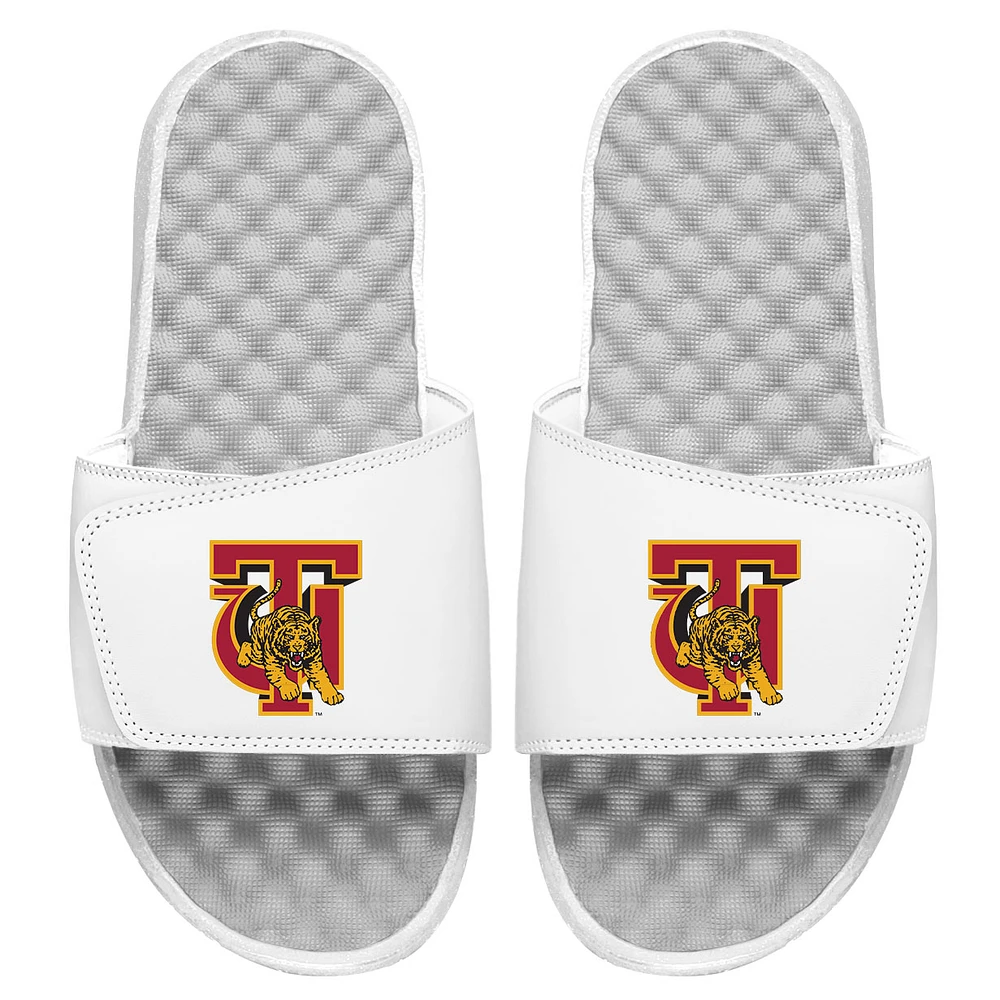 Youth ISlide White Tuskegee Golden Tigers Primary Logo Slide Sandals
