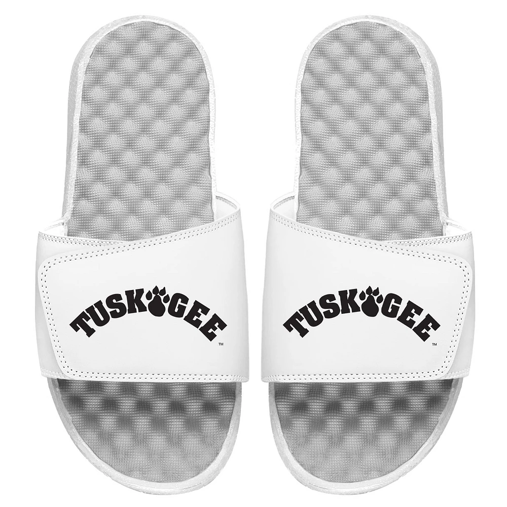 Men's ISlide White Tuskegee Golden Tigers Wordmark Slide Sandals