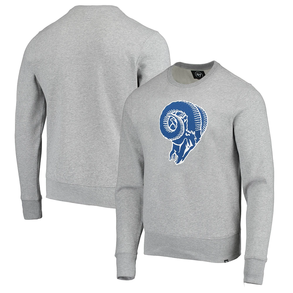 Men's '47 Heathered Gray Los Angeles Rams Imprint Headline Throwback Fleece Pullover Sweatshirt