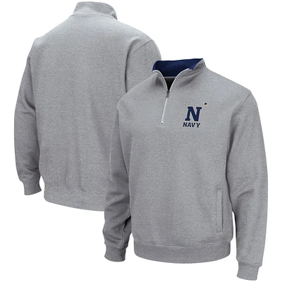Men's Colosseum Heathered Gray Navy Midshipmen Tortugas Team Logo Quarter-Zip Jacket