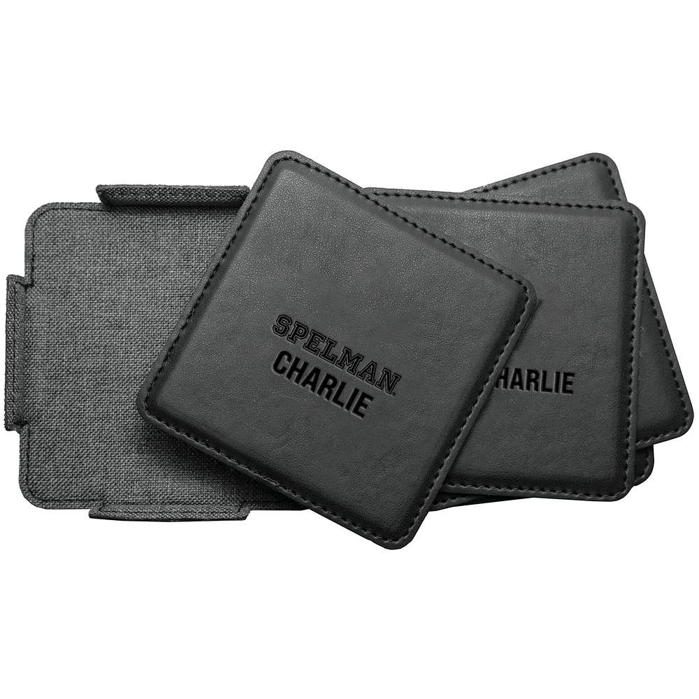 Spelman College Jaguars 4-Pack Personalized Leather Coaster Set