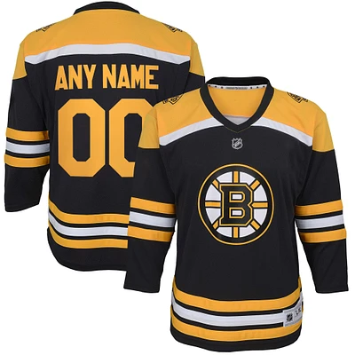 Youth Black Boston Bruins Home Replica Custom Jersey