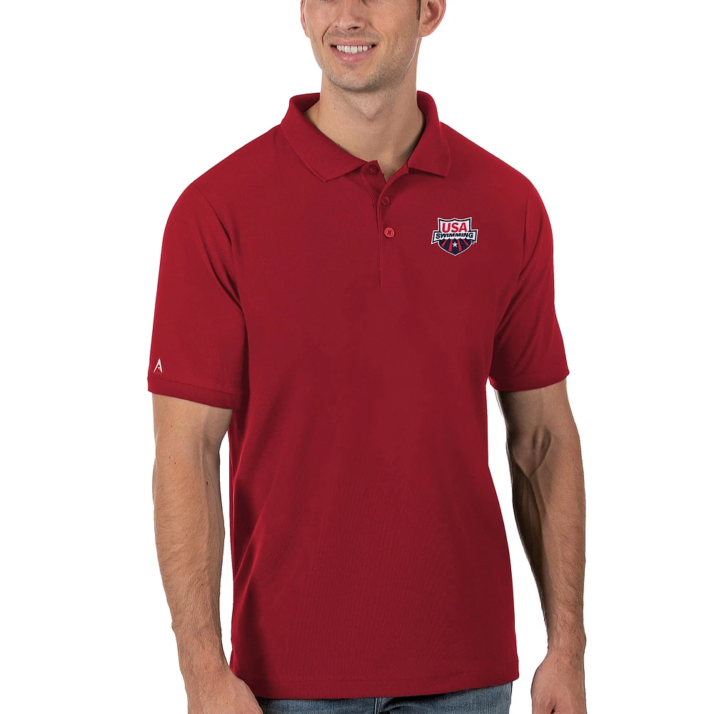 Men's Antigua Red USA Swimming Legacy Pique Polo
