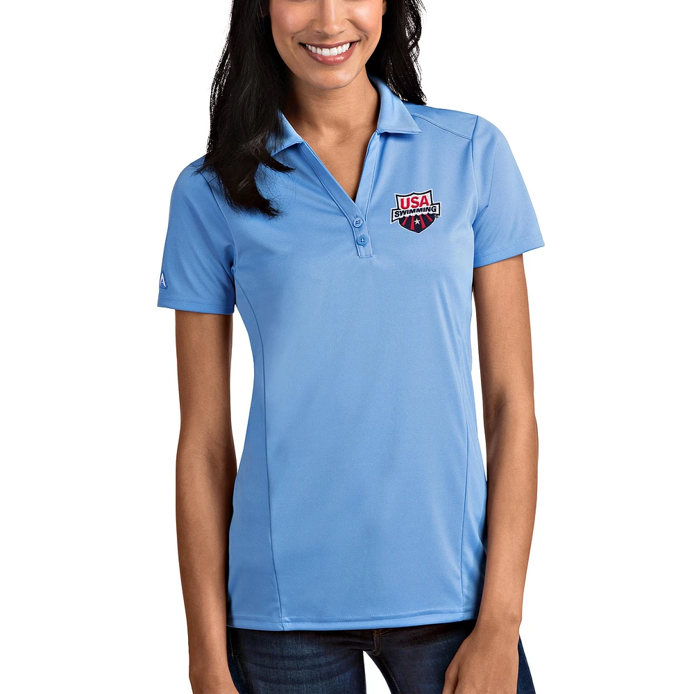 Women's Antigua Light Blue USA Swimming Tribute Polo