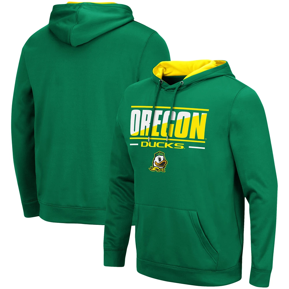 Men's Colosseum Green Oregon Ducks Slash Stack 2.0 Pullover Hoodie
