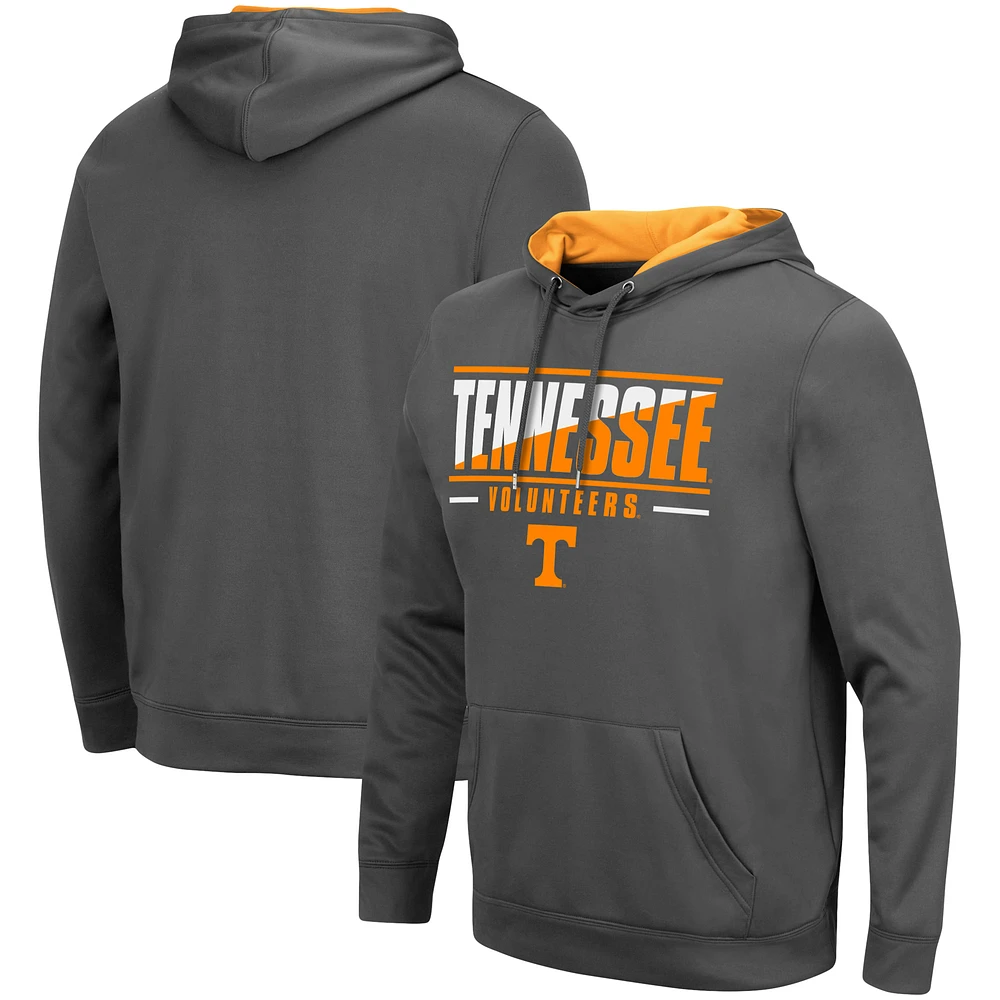 Men's Colosseum Charcoal Tennessee Volunteers Slash Stack 2.0 Pullover Hoodie