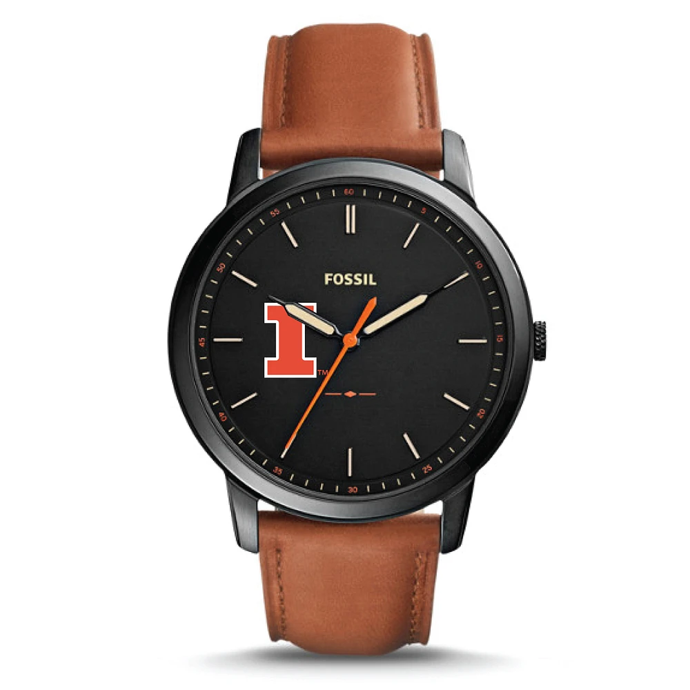 Fossil Illinois Fighting Illini The Minimalist Slim Leather Watch