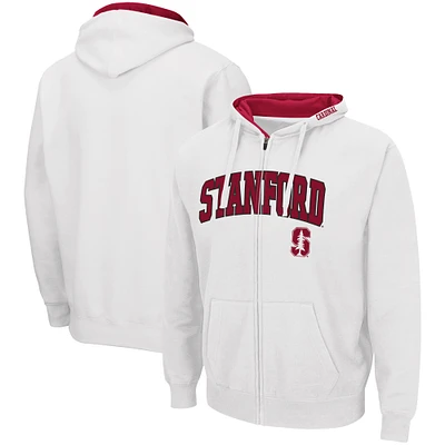 Men's Colosseum White Stanford Cardinal Arch & Logo 3.0 Full-Zip Hoodie