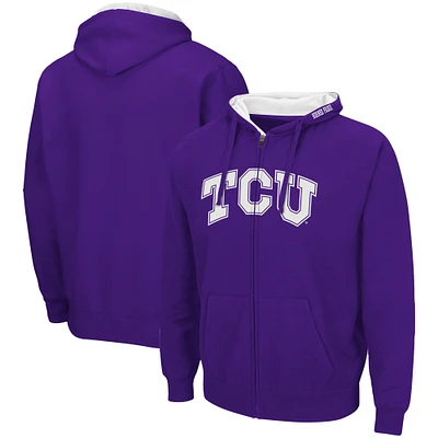 Men's Colosseum TCU Horned Frogs Arch & Logo 3.0 Full-Zip Hoodie