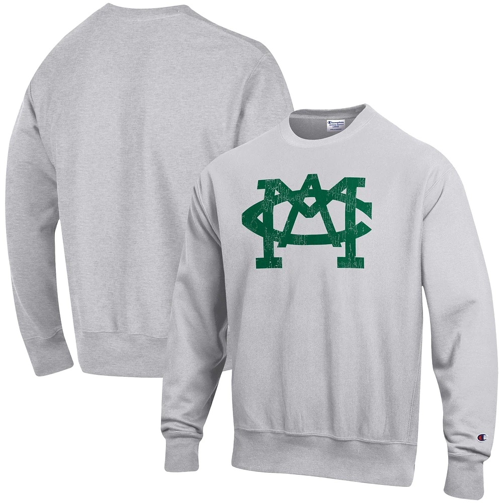 Men's Champion Heathered Gray Michigan State Spartans Vault Logo Reverse Weave Pullover Sweatshirt