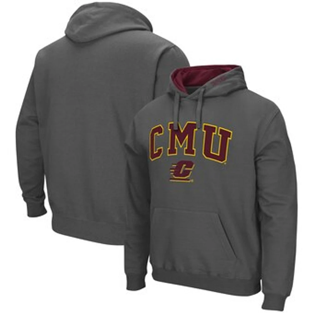 Men's Colosseum Charcoal Cent. Michigan Chippewas Arch and Logo Pullover Hoodie
