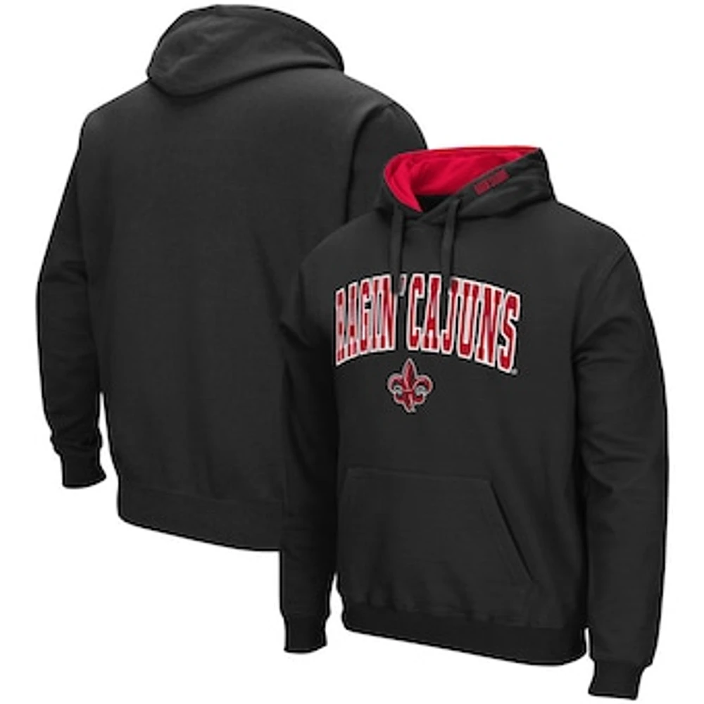 Men's Colosseum Black Louisiana Ragin' Cajuns Arch and Logo Pullover Hoodie