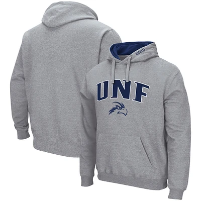 Men's Colosseum Heathered Gray UNF Ospreys Arch and Logo Pullover Hoodie