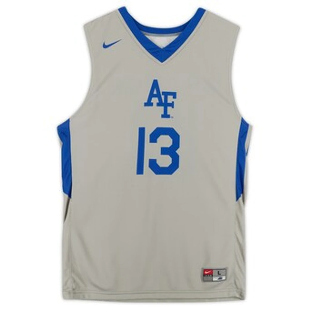 Air Force Falcons Team-Issued #13 Gray Jersey with Blue Collar from the Basketball Program - Size L