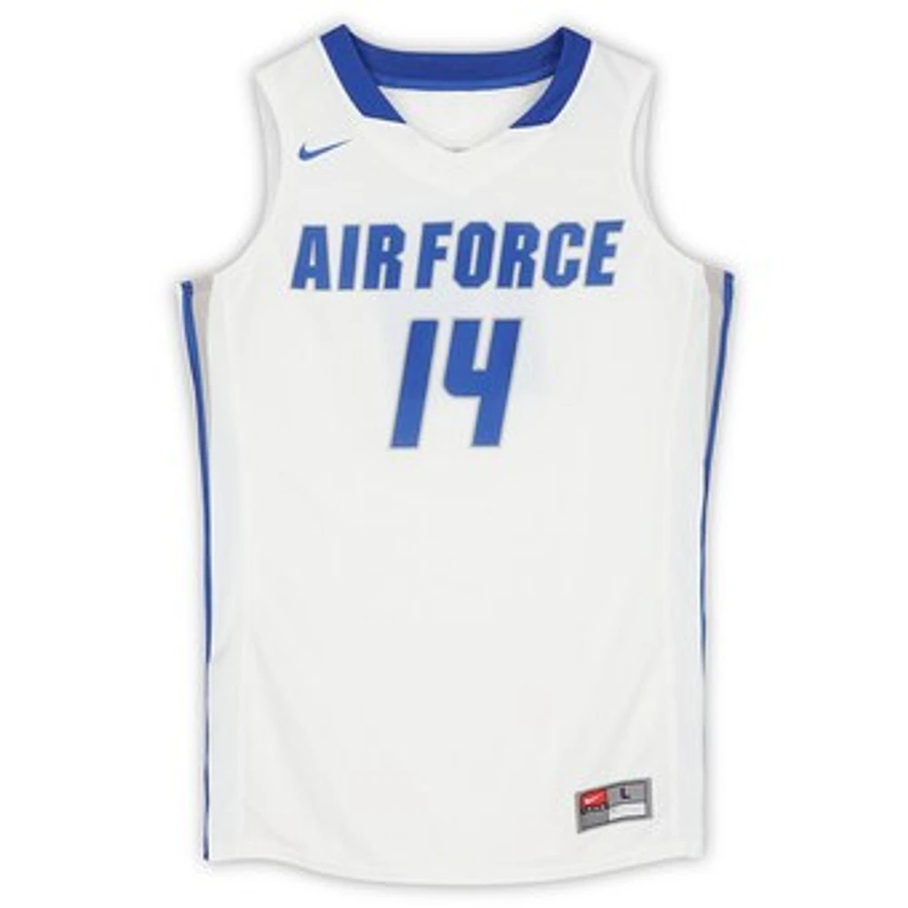 Air Force Falcons Nike Team-Issued #14 White & Royal Jersey from the Basketball Program - Size L