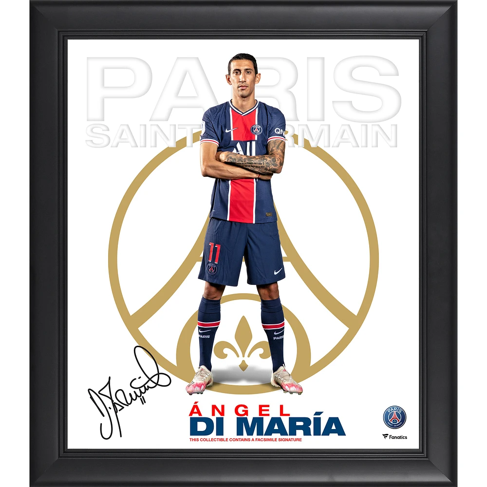 Angel Di Maria Paris Saint-Germain Facsimile Signature Framed 15" x 17" Collage