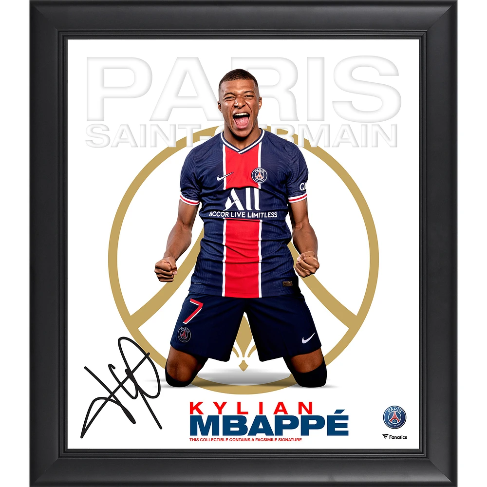 Kylian Mbappe Paris Saint-Germain Facsimile Signature Framed 15" x 17" Collage