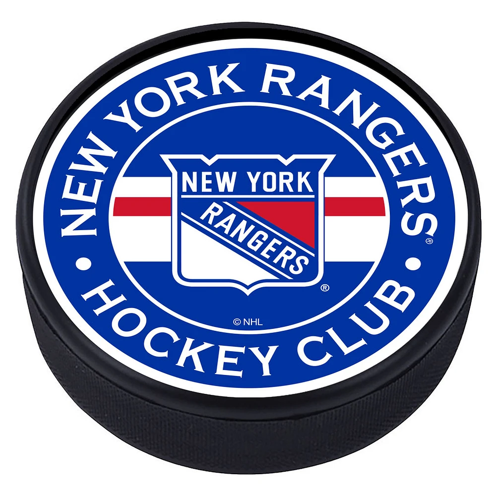 New York Rangers Striped Hockey Puck
