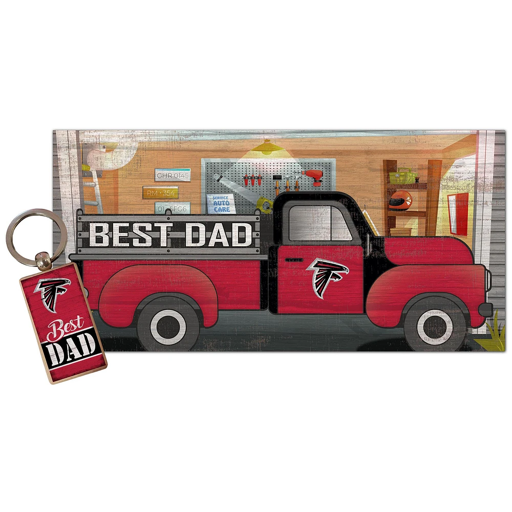 Atlanta Falcons 6'' x 12'' Best Dad Truck Sign & Key Chain Bundle