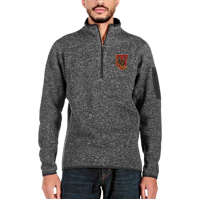 Men's Antigua Black Tuskegee Golden Tigers Fortune Quarter-Zip Pullover Jacket
