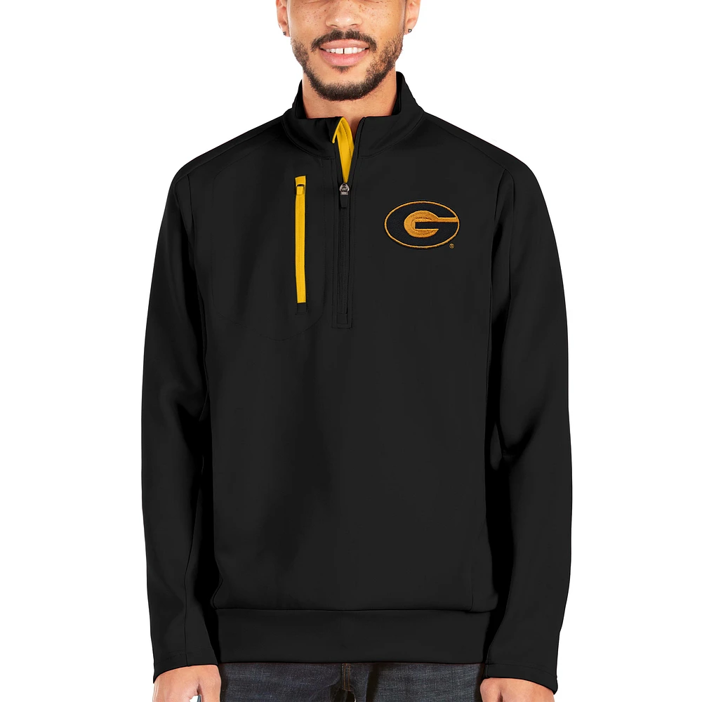 Men's Antigua Black/Gold Grambling Tigers Generation Quarter-Zip Pullover Jacket