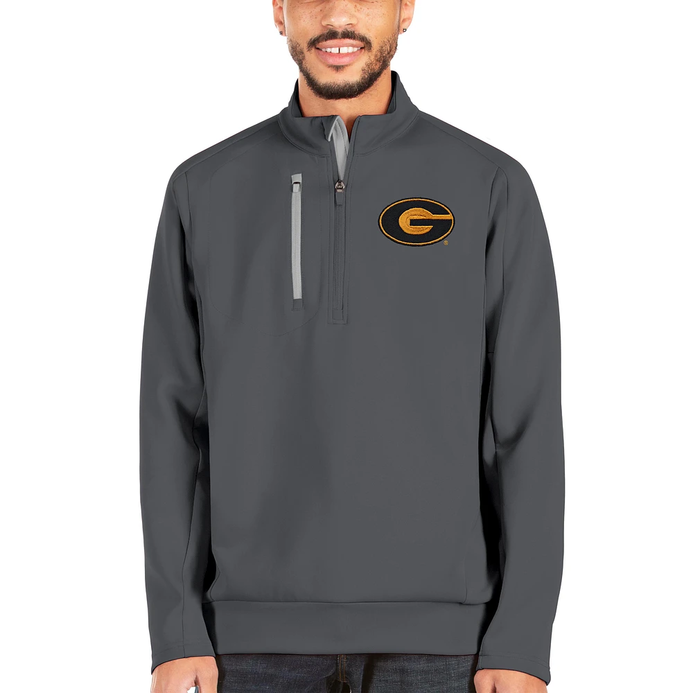 Men's Antigua Charcoal/Silver Grambling Tigers Generation Quarter-Zip Pullover Jacket