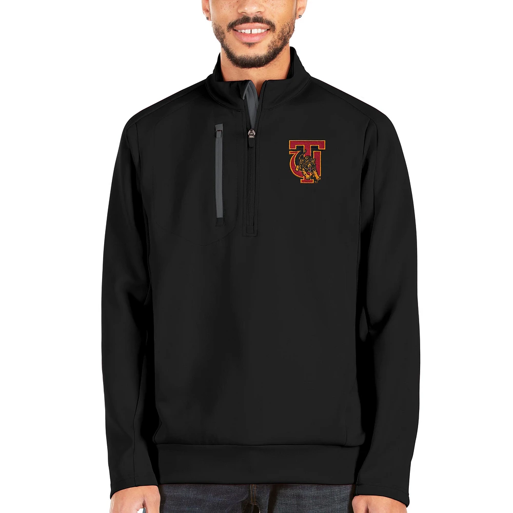 Men's Antigua Black/Charcoal Tuskegee Golden Tigers Generation Quarter-Zip Pullover Jacket