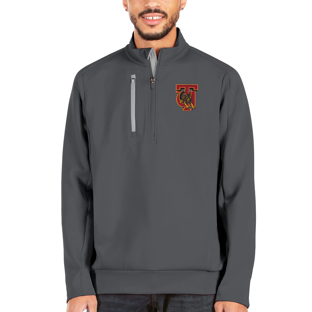 Men's Antigua Charcoal/Silver Tuskegee Golden Tigers Generation Quarter-Zip Pullover Jacket