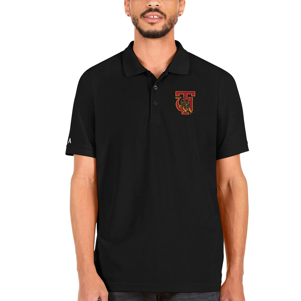 Men's Antigua Black Tuskegee Golden Tigers Legacy Pique Polo