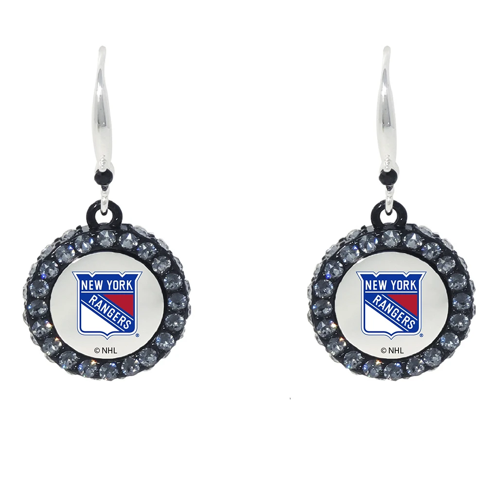 New York Rangers Hockey Puck Earrings