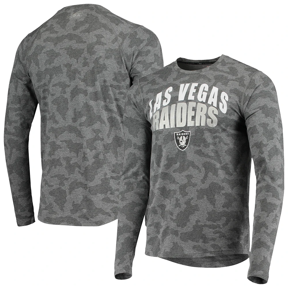 Men's MSX by Michael Strahan Black Las Vegas Raiders Camo Performance Long Sleeve T-Shirt