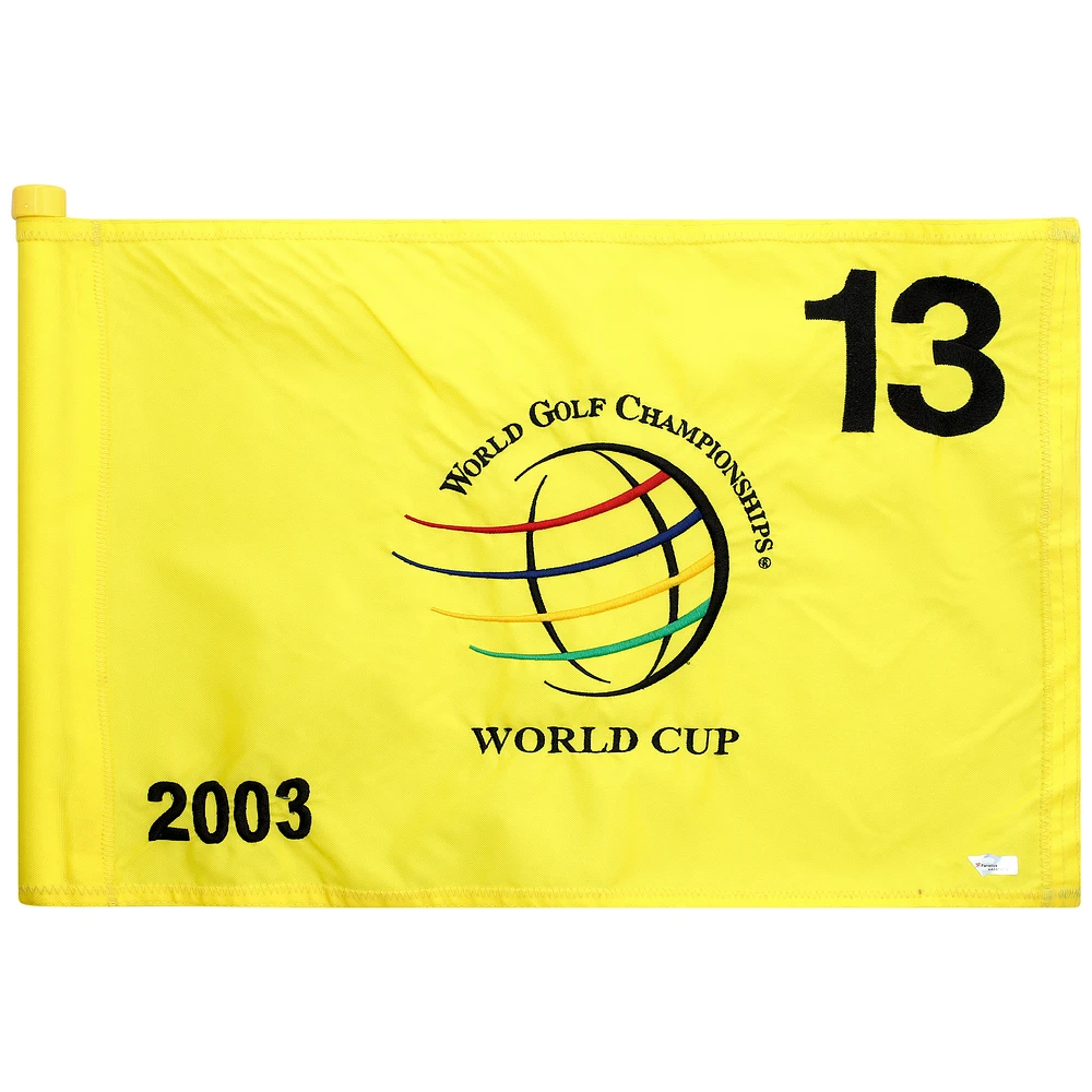 PGA TOUR Event-Used #13 Yellow Pin Flag from The EMC World Cup on November 13th to 16th 2003