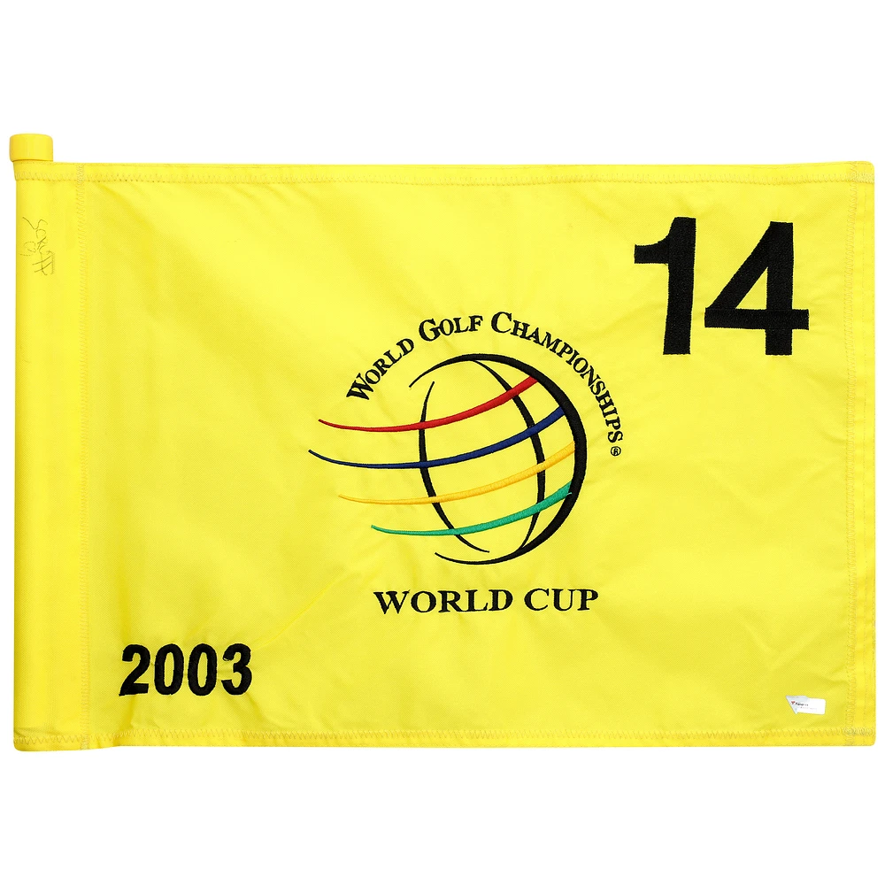 PGA TOUR Event-Used #14 Yellow Pin Flag from The EMC World Cup on November 13th to 16th 2003