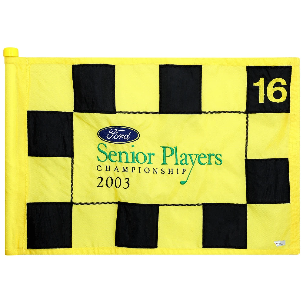 PGA TOUR Event-Used #16 Yellow Pin Flag from SENIOR PLAYERS Championship on July 10th to 13th 2003