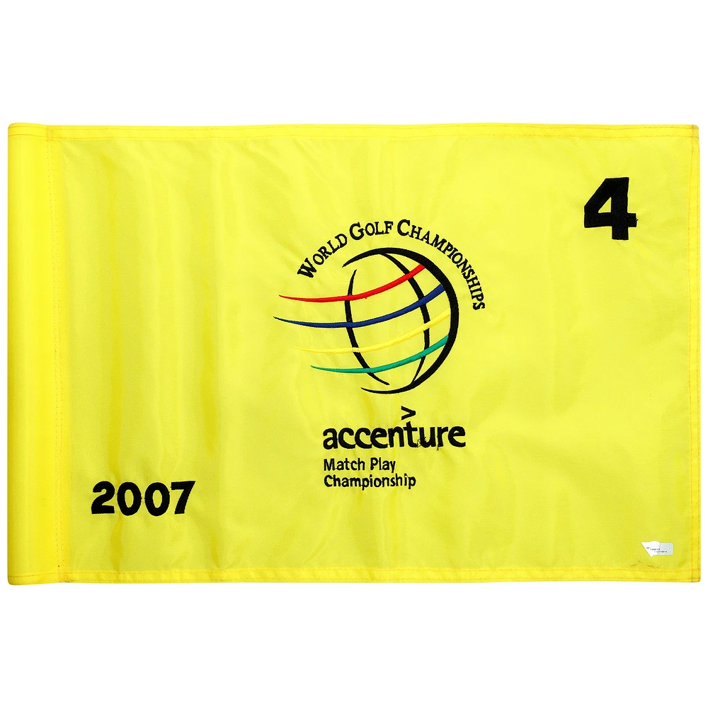 PGA TOUR Event-Used #4 Yellow Pin Flag from The Accenture Match Play Championship on February 21st to 25th 2007