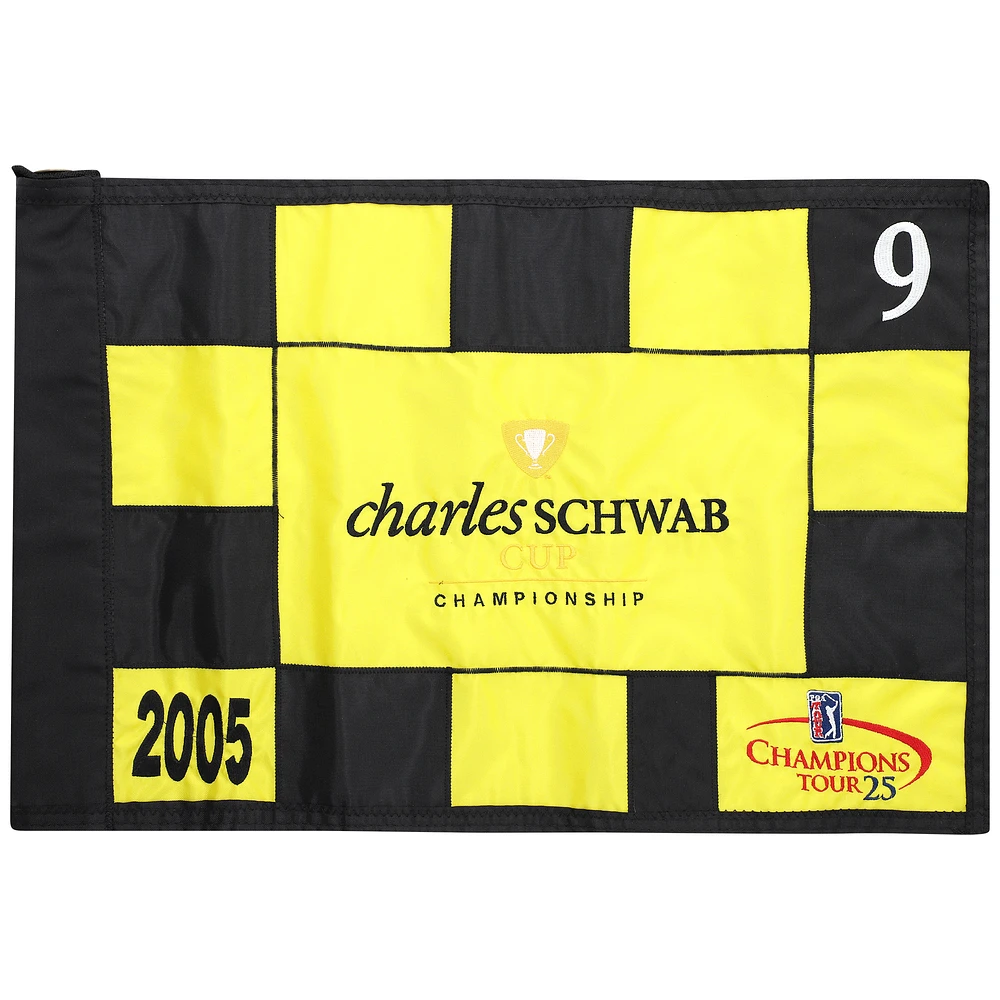PGA Tour Event-Used #9 Yellow and Black Pin Flag from The Charles Schwab Cup Championship on October 2nd to 30th 2005