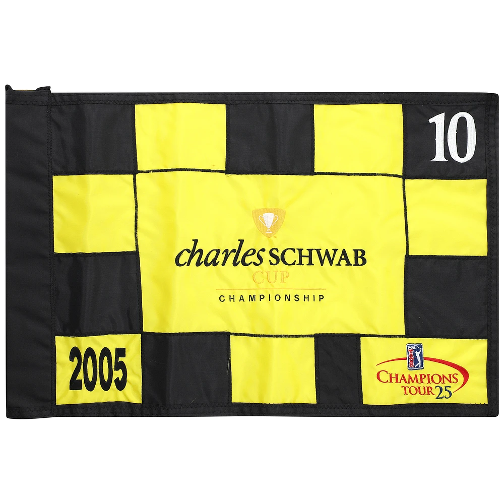 PGA Tour Event-Used #10 Yellow and Black Pin Flag from The Charles Schwab Cup Championship on October 2nd to 30th 2005