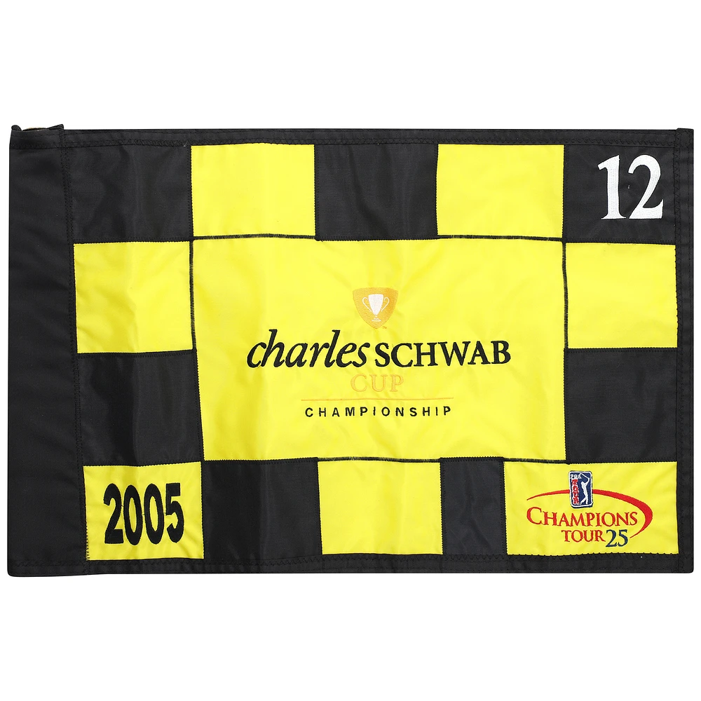 PGA Tour Event-Used #12 Yellow and Black Pin Flag from The Charles Schwab Cup Championship on October 2nd to 30th 2005