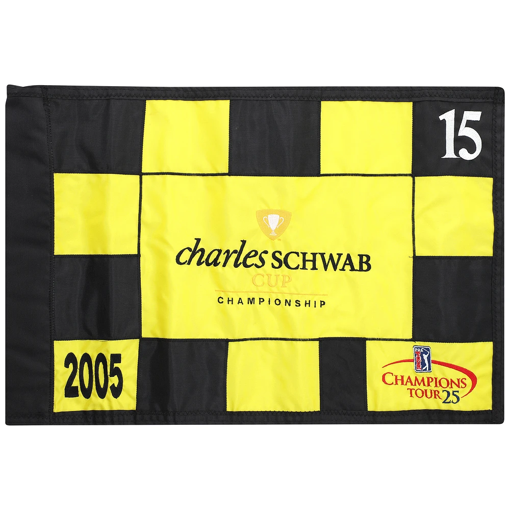 PGA Tour Event-Used #15 Yellow and Black Pin Flag from The Charles Schwab Cup Championship on October 2nd to 30th 2005