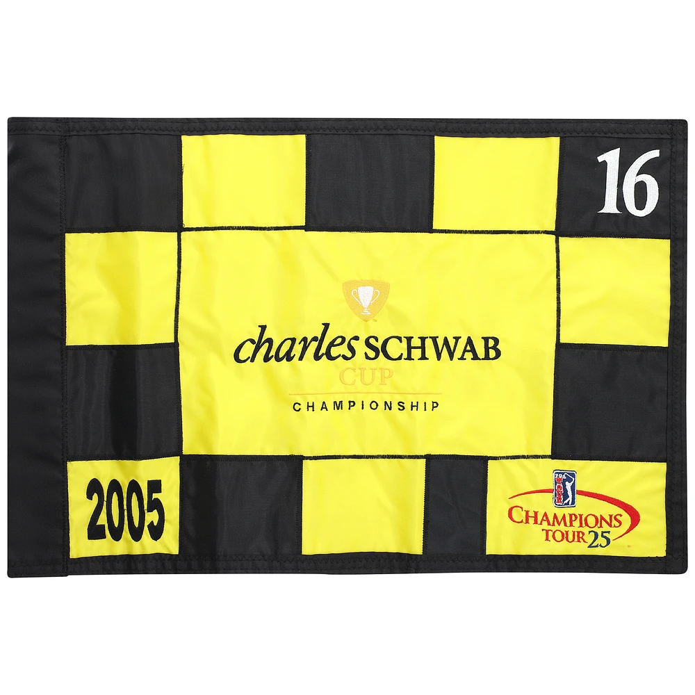 PGA Tour Event-Used #16 Yellow and Black Pin Flag from The Charles Schwab Cup Championship on October 2nd to 30th 2005