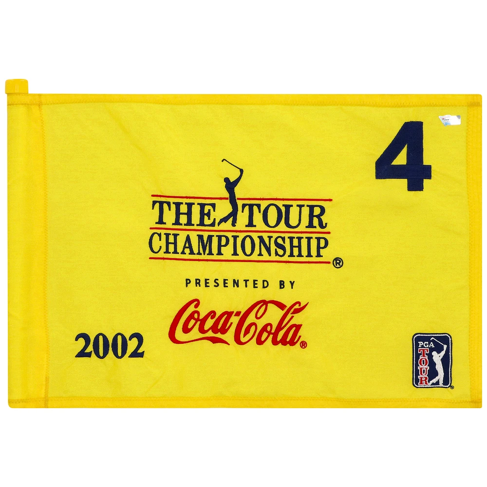 PGA TOUR Event-Used #4 Yellow Pin Flag from THE TOUR Championship on Oct. 31st to Nov. 3rd 2002