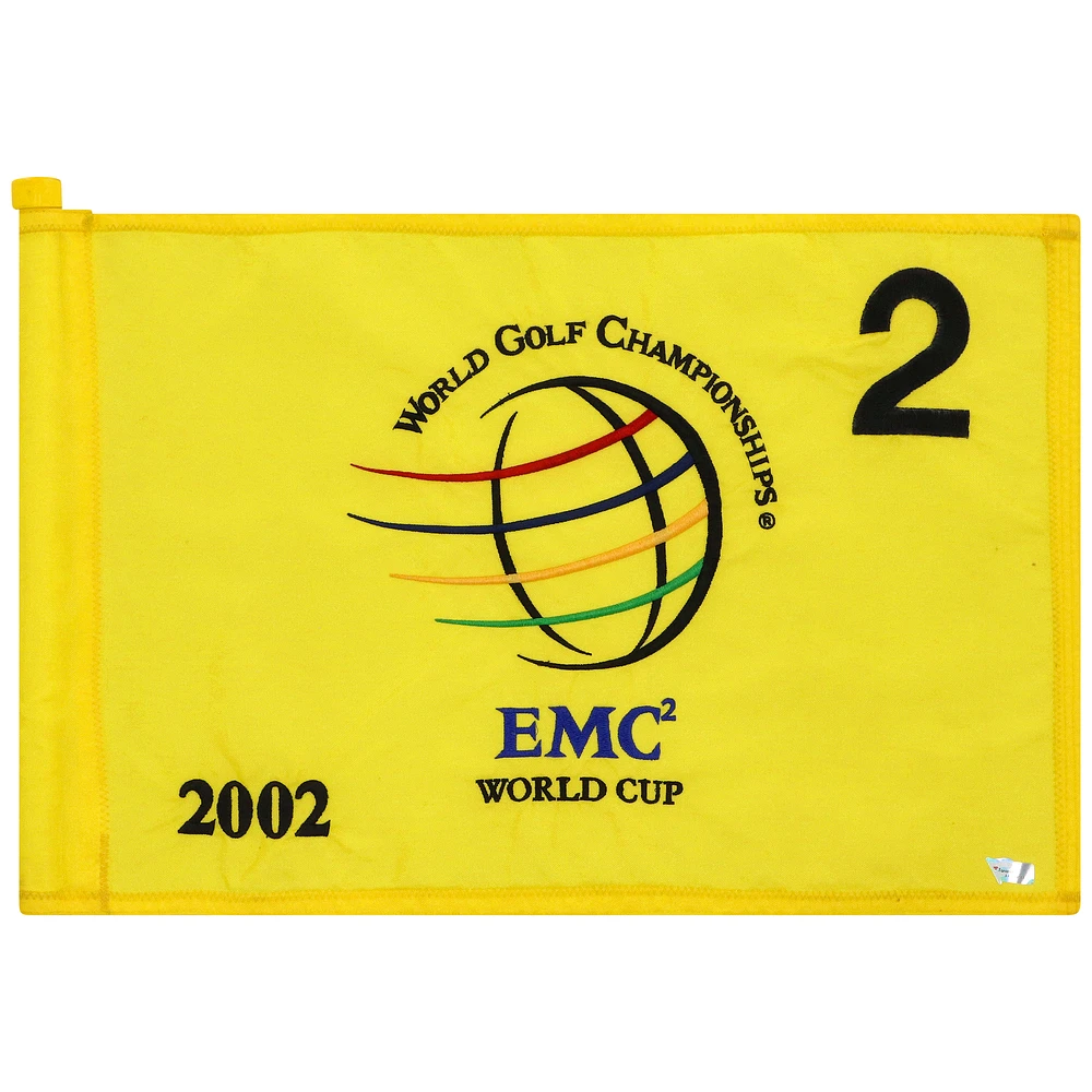 PGA TOUR Event-Used #2 Yellow Pin Flag from The EMC World Cup on December 12th to 15th 2002