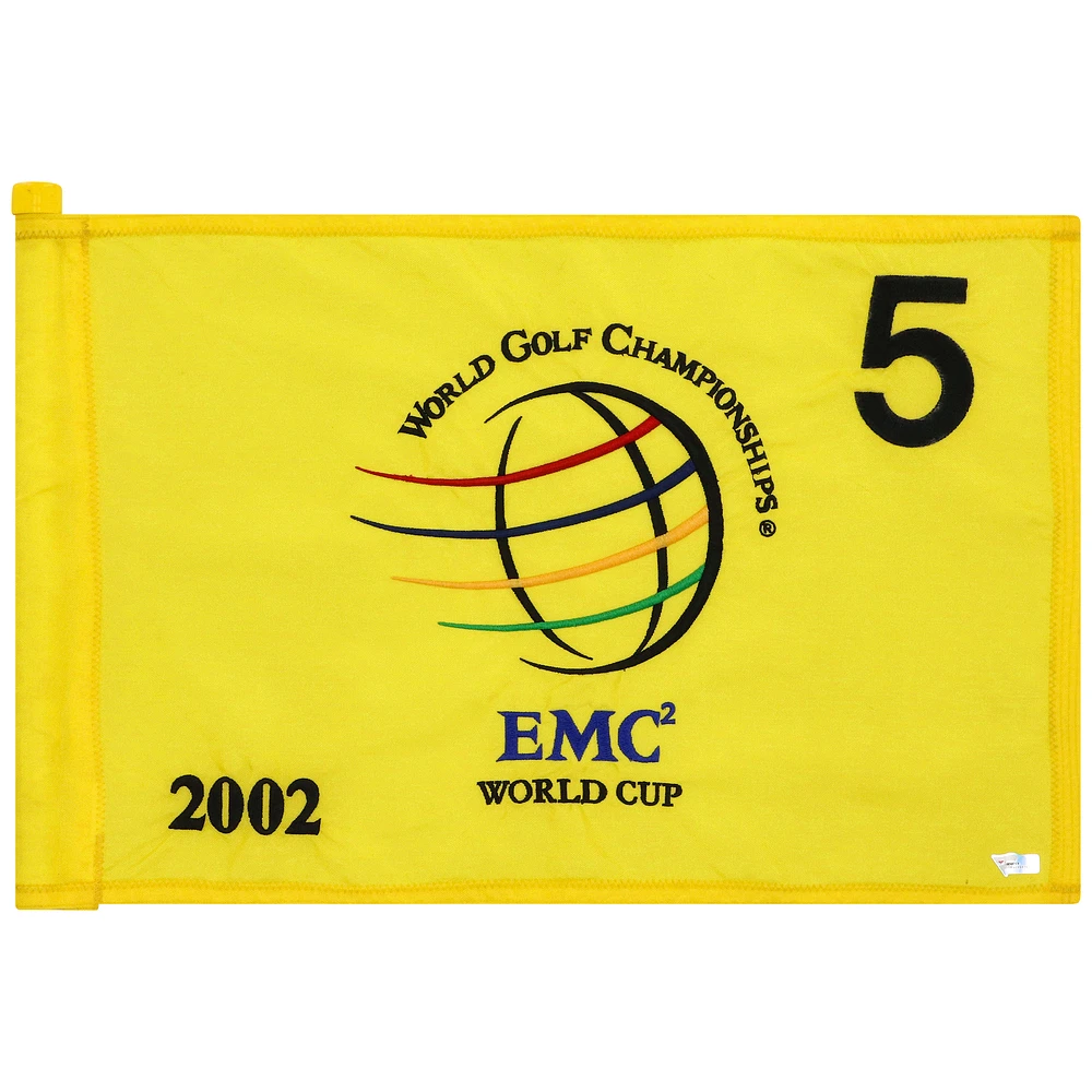PGA TOUR Event-Used #5 Yellow Pin Flag from The EMC World Cup on December 12th to 15th 2002