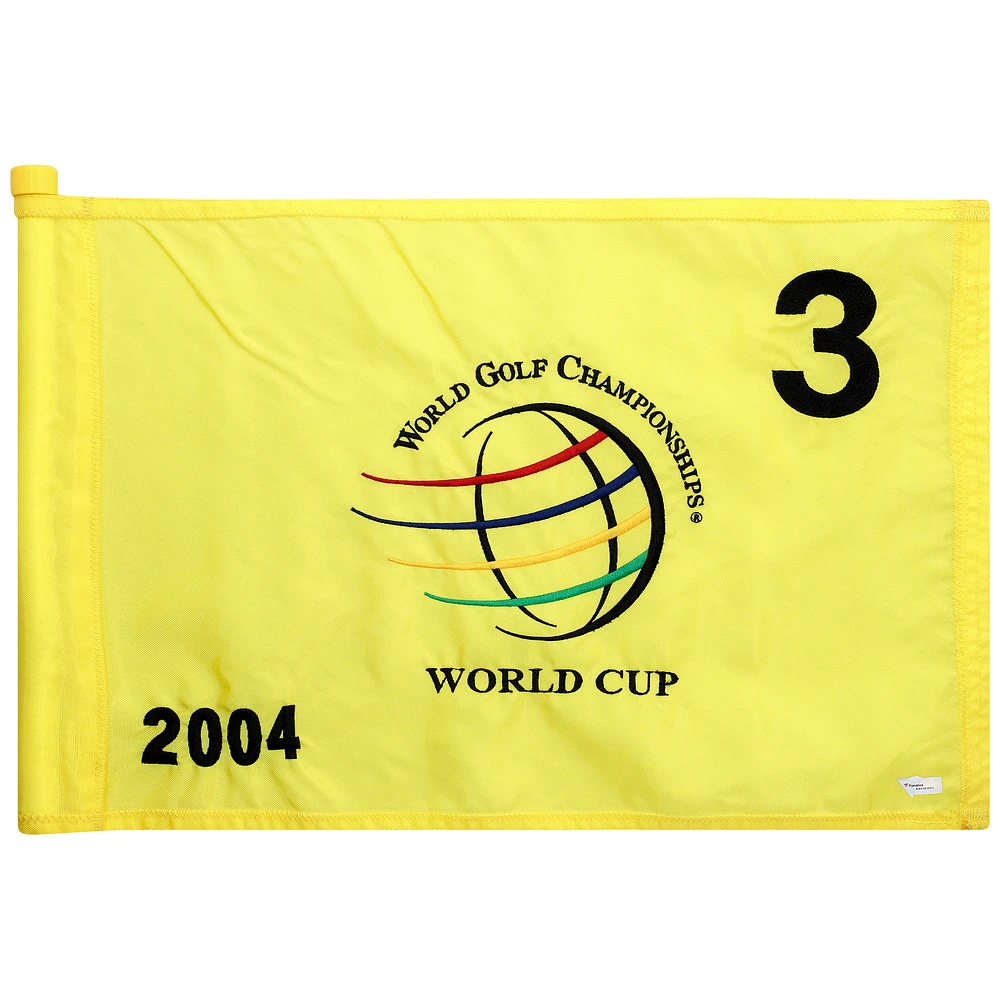 PGA Tour Event-Used #3 Yellow Pin Flag from The World Cup Tournament on November 18th to 21st 2004